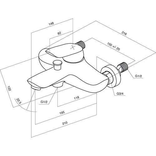 Змішувач для ванни AM.PM Bliss L F5310000, фото 2