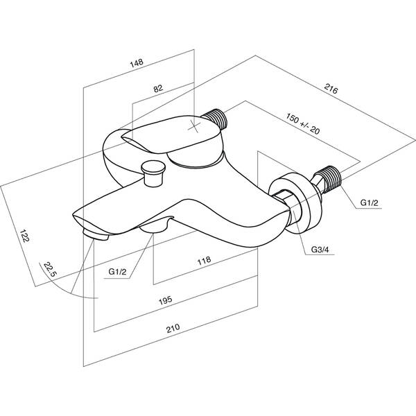 Змішувач для ванни AM.PM Bliss L F5310000, фото 2
