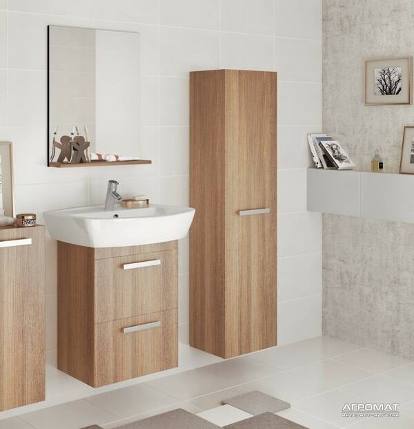 Пенал Cersanit Mesta 35 см підлоговий, підвісний темний ясен, фото 2