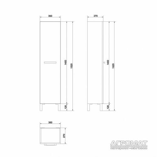 Пенал Cersanit Mesta 35 см підлоговий, підвісний темний ясен, фото 3