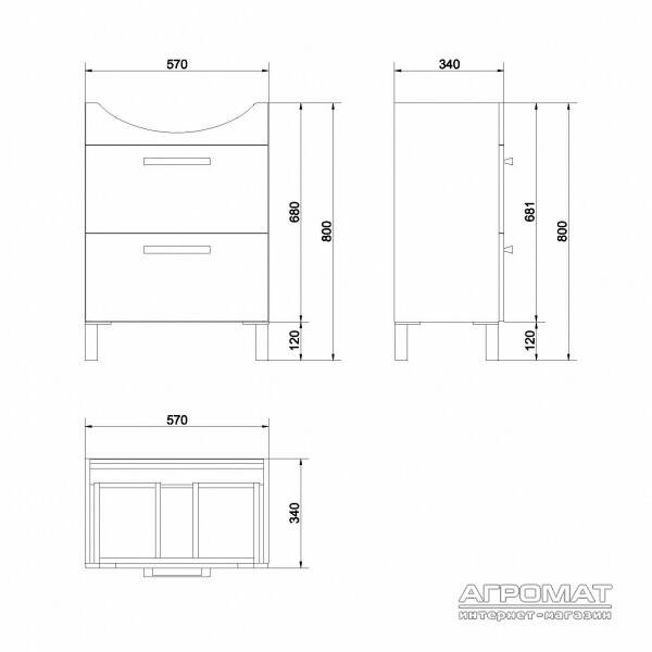 Тумба для раковины Cersanit Melar напольная, подвесная 60 см белый, фото 3