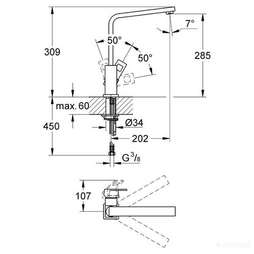 Смеситель для кухни Grohe Eurocube 31255, фото 4