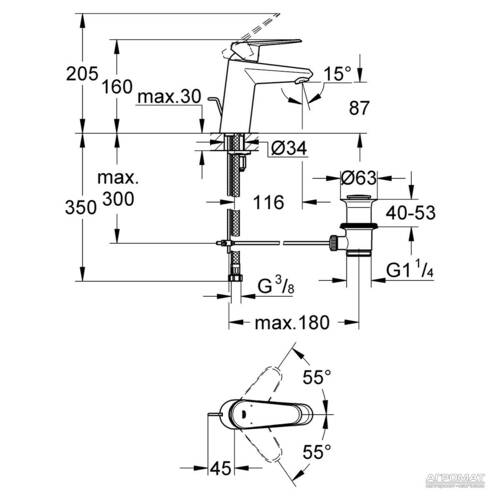 Смеситель для раковины Grohe Eurodisc cosmopolitan 33190002, фото 2