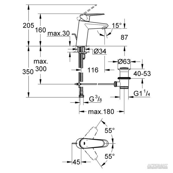 Смеситель для раковины Grohe Eurodisc cosmopolitan 33190002, фото 2