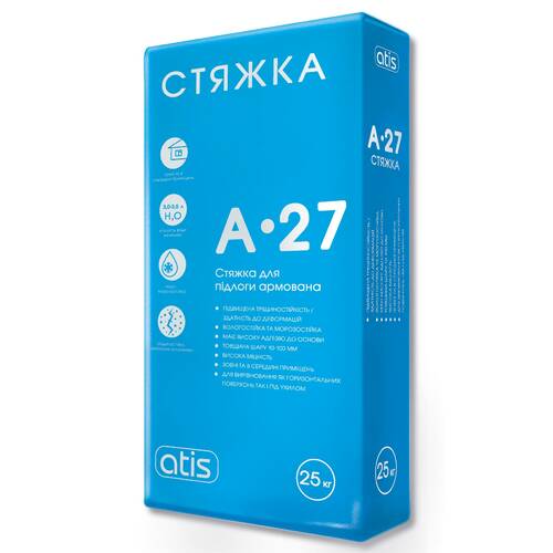 Стяжка для підлоги Atis A-27 армована 25 кг, фото 1