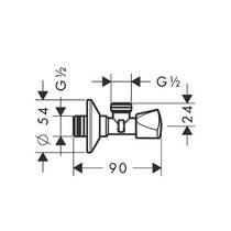 Вентиль угловой Hansgrohe 13903000 E G1/2’ x 1/2’, фото №2